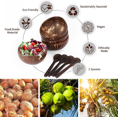 Natural Coconut Shell Bowls (Reusable)