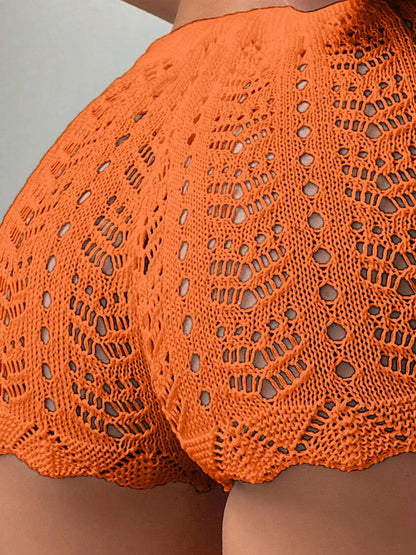 Hollow-Knit Summer Shorts