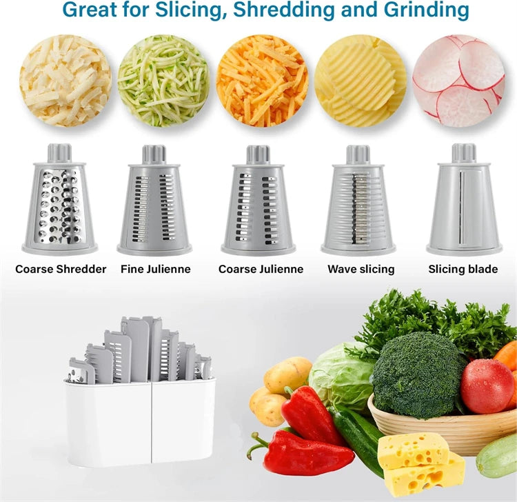 PrepPro™ 5-Blade Rotary Cheese Grater And Vegetable Slicer
