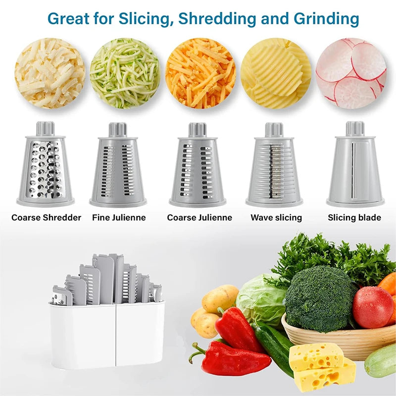 PrepPro™ 5-Blade Rotary Cheese Grater And Vegetable Slicer