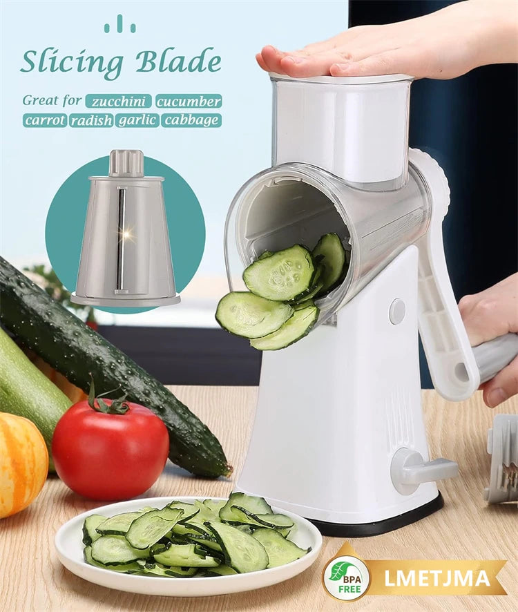 PrepPro™ 5-Blade Rotary Cheese Grater And Vegetable Slicer