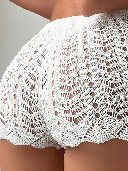 Hollow-Knit Summer Shorts