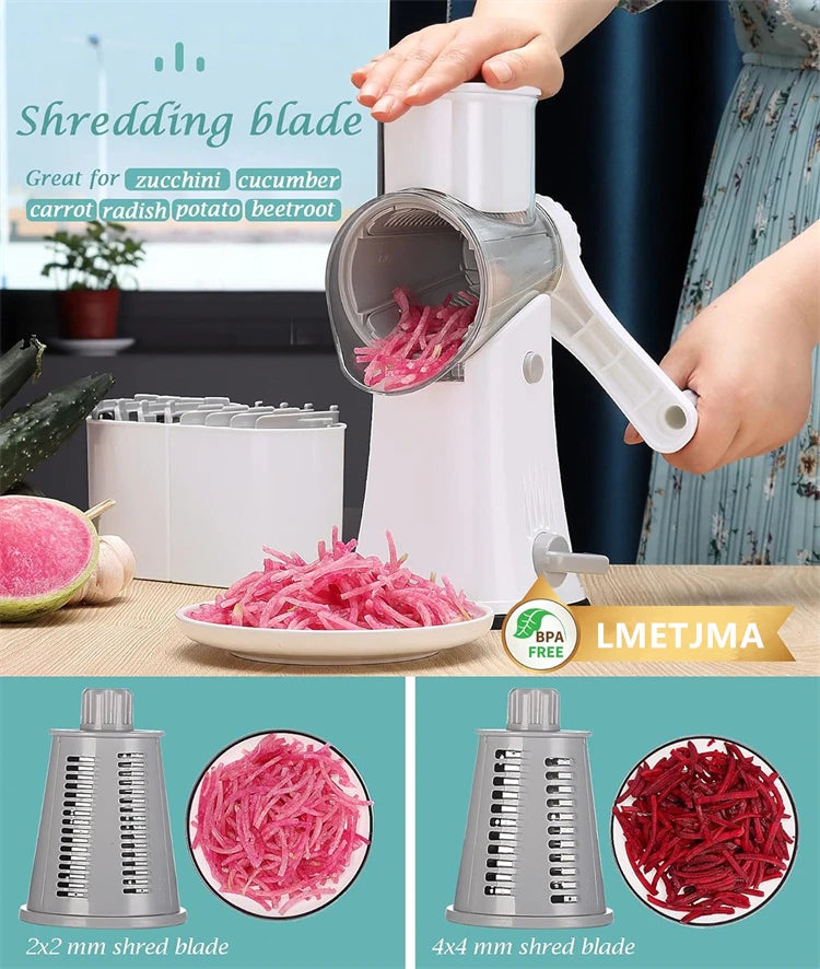 PrepPro™ 5-Blade Rotary Cheese Grater And Vegetable Slicer