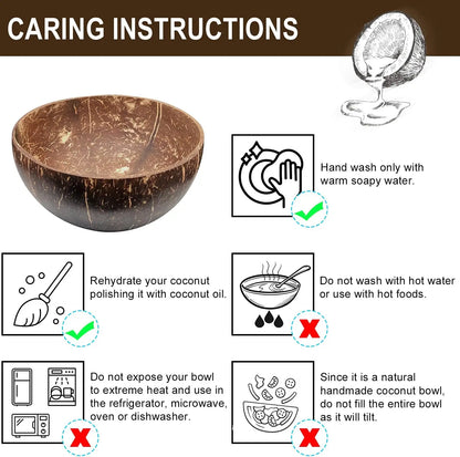 Natural Coconut Shell Bowls (Reusable)