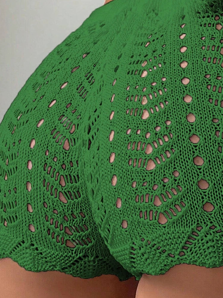 Hollow-Knit Summer Shorts
