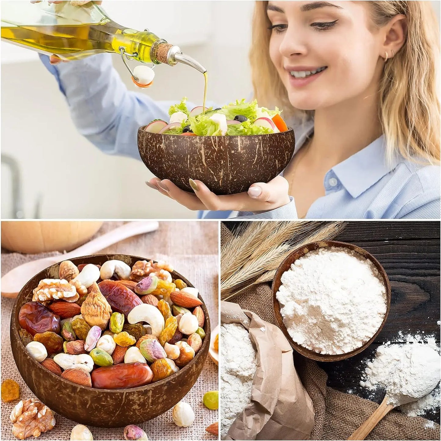 Natural Coconut Shell Bowls (Reusable)