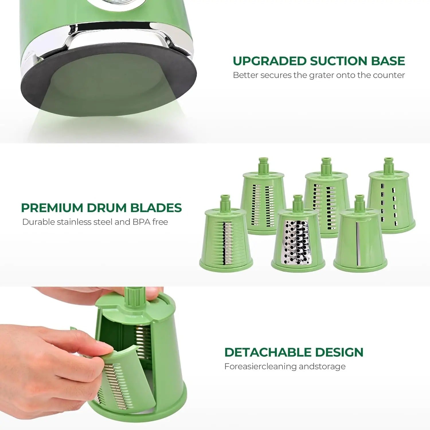 PrepPro™ 5-Blade Rotary Cheese Grater And Vegetable Slicer