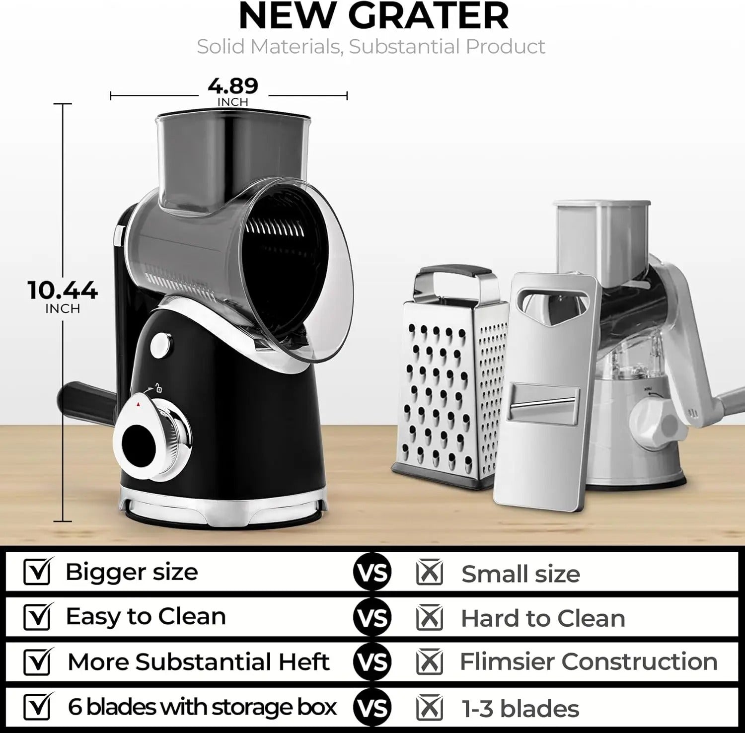 PrepPro™ 5-Blade Rotary Cheese Grater And Vegetable Slicer